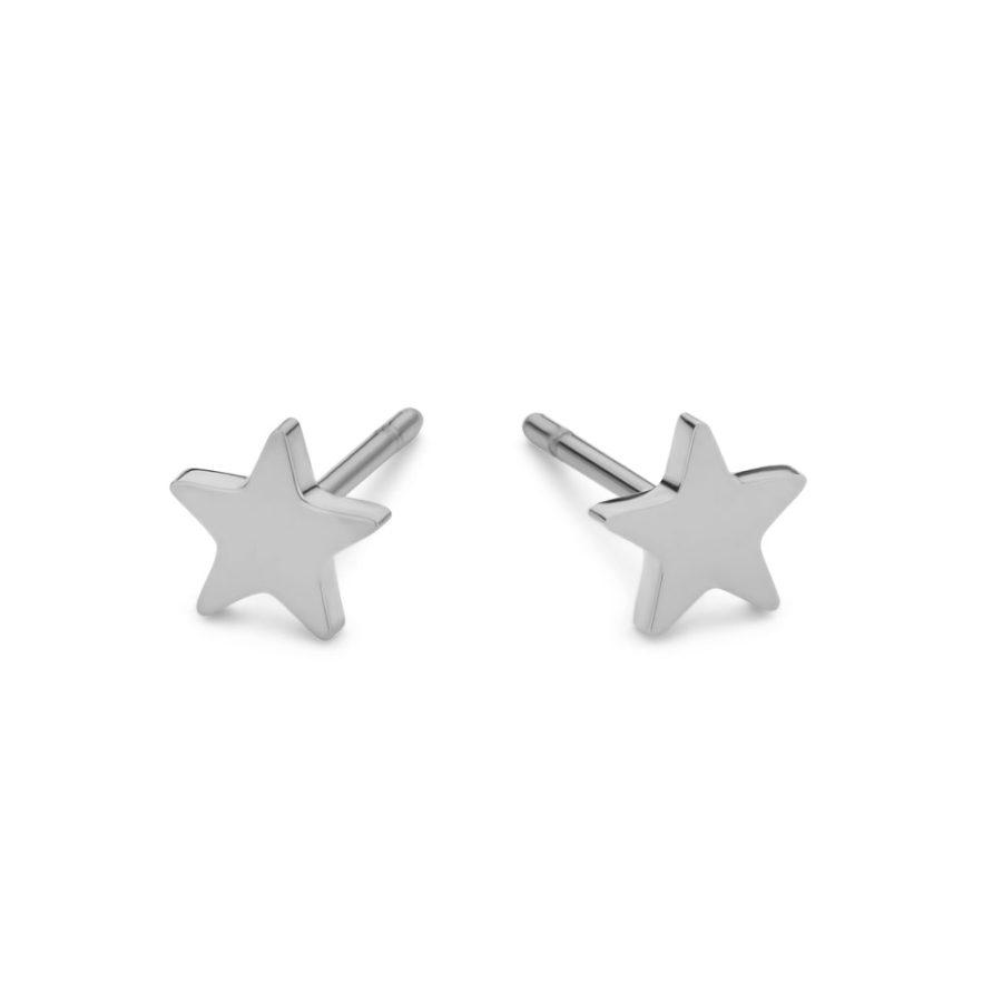 Silver plated stainless steel and waterproof Star Stud Earrings
