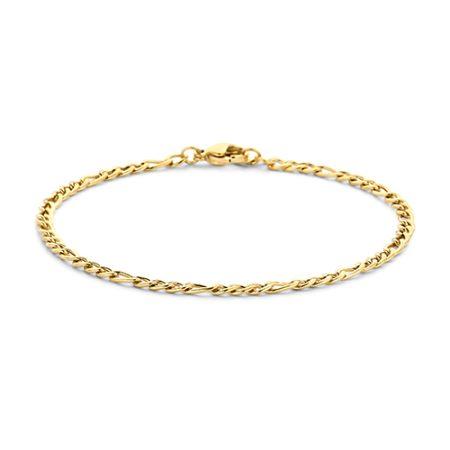 Golden stainless steel and waterproof figaro chain bracelet.