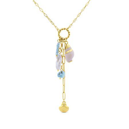Shell Chain Necklace with Charms